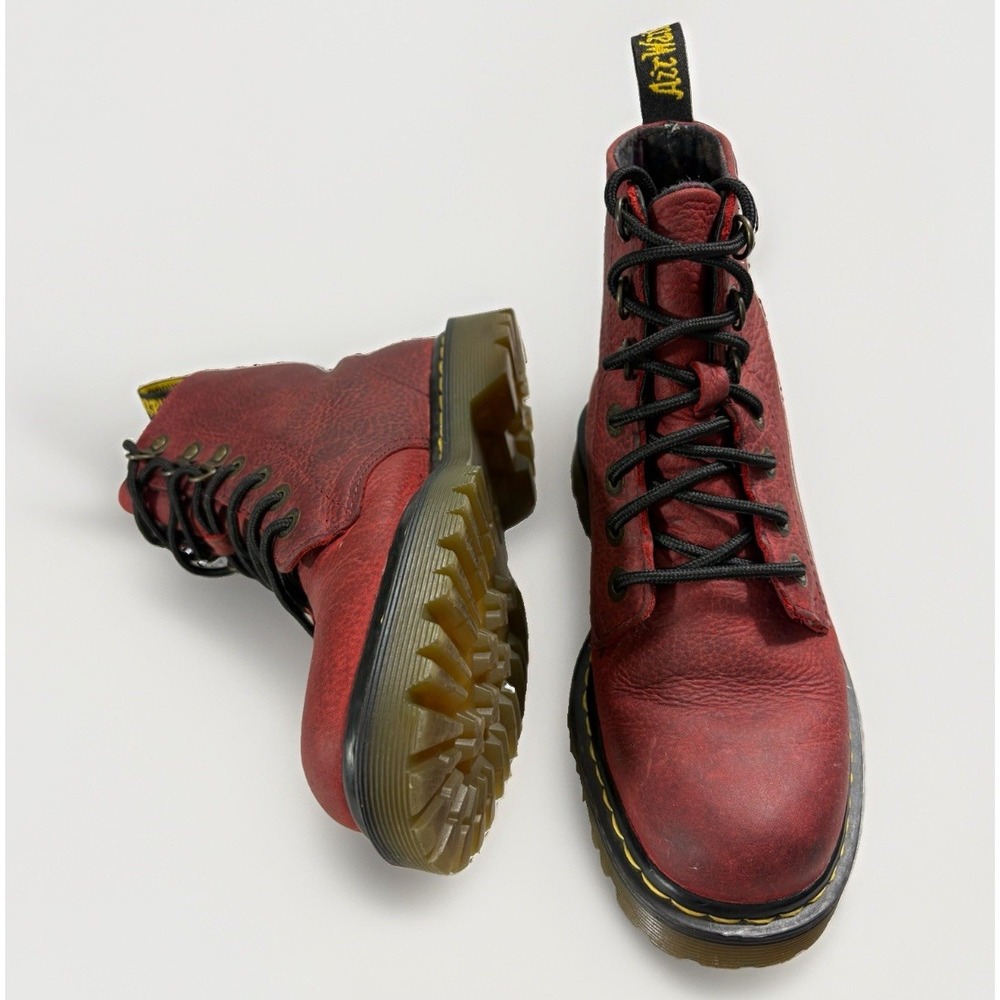 Dr. Martens Luana Cherry Red Leather 7-Eye Ankle Combat Boots Size US Women 6